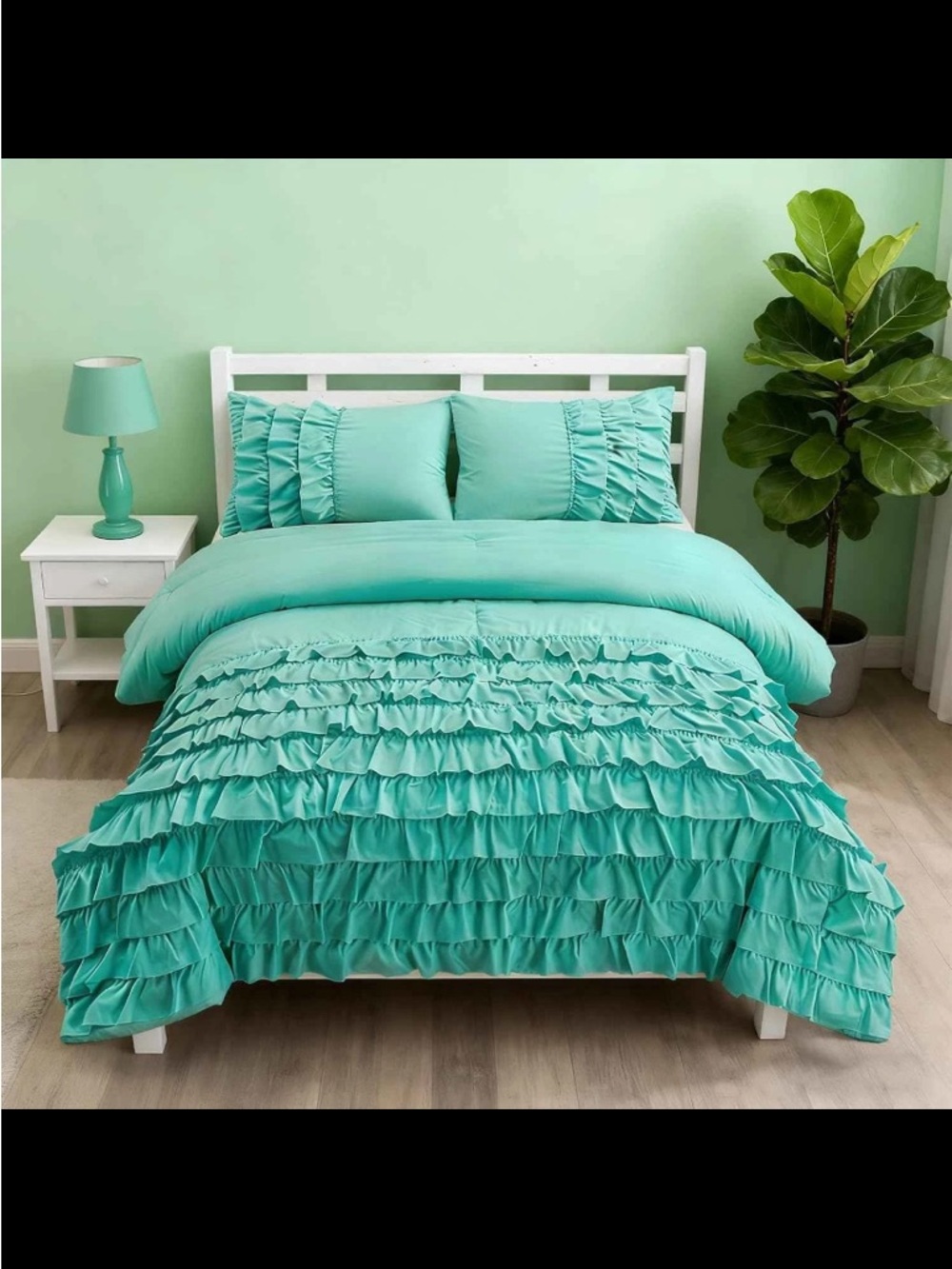 Aqua Ruffle Comforter Set by